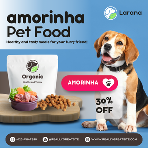 Ração premium para cães, embalagem colorida com imagem de um cão feliz